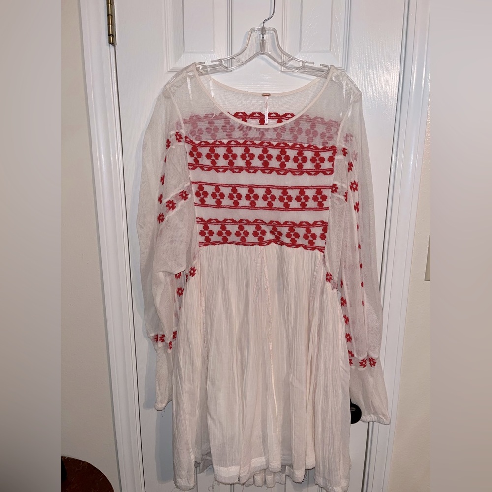 NWT Free People Need Me Embroidered Mini Dress. Size L